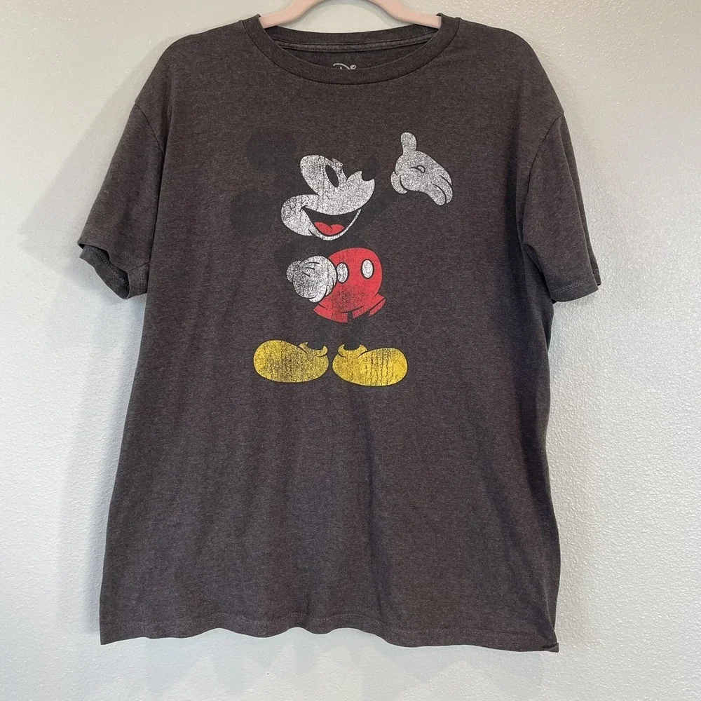 Disney‎ Brown Mickey Mouse T-shirt Size Large Walt Disney World Top